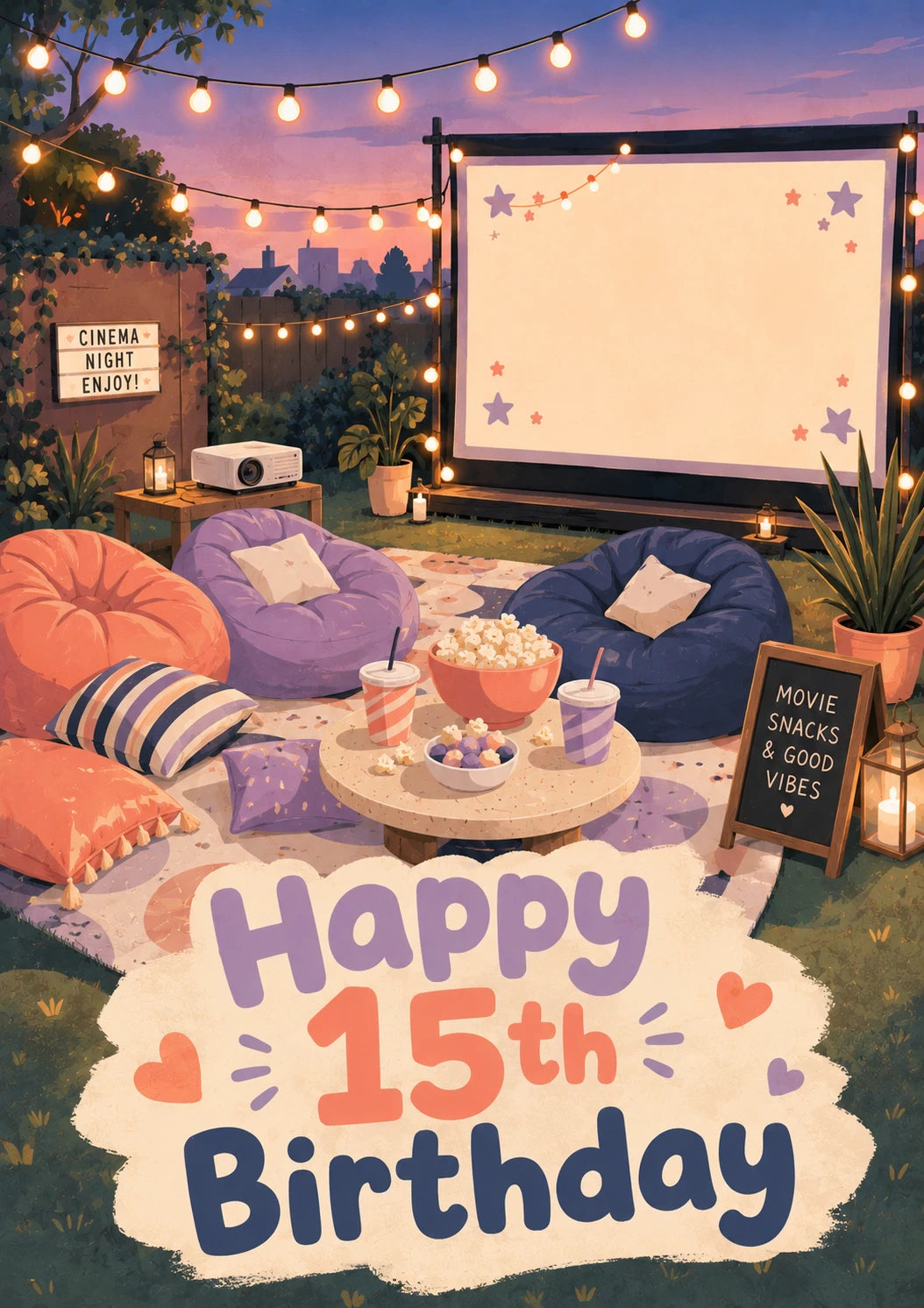 Outdoor Cinema Night 15th Birthday Card