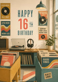 Load image into Gallery viewer, Retro Vinyl Record Shop 16th Birthday Card
