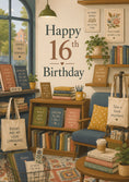 Load image into Gallery viewer, Cosy Bookshop Happy 16th Birthday Card for Her

