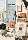 Load image into Gallery viewer, Retro Camera Photography 16th Birthday Card
