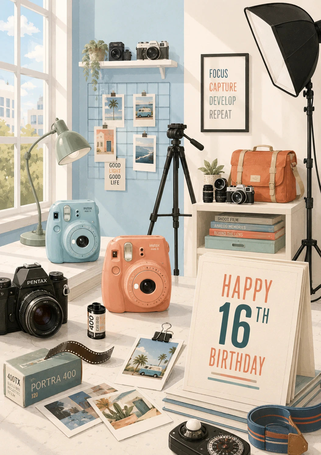 Retro Camera Photography 16th Birthday Card