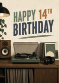 Load image into Gallery viewer, Retro Vinyl Record Player 14th Birthday Card
