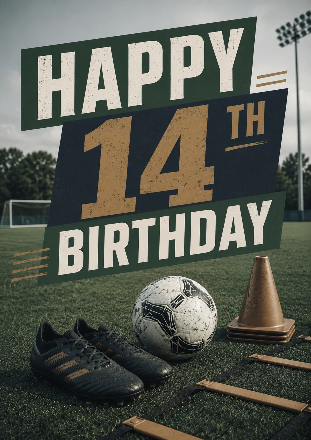 Football Pitch Sports 14th Birthday Card for Him