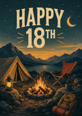 Load image into Gallery viewer, Camping Campfire Scene Happy 18th Birthday Card
