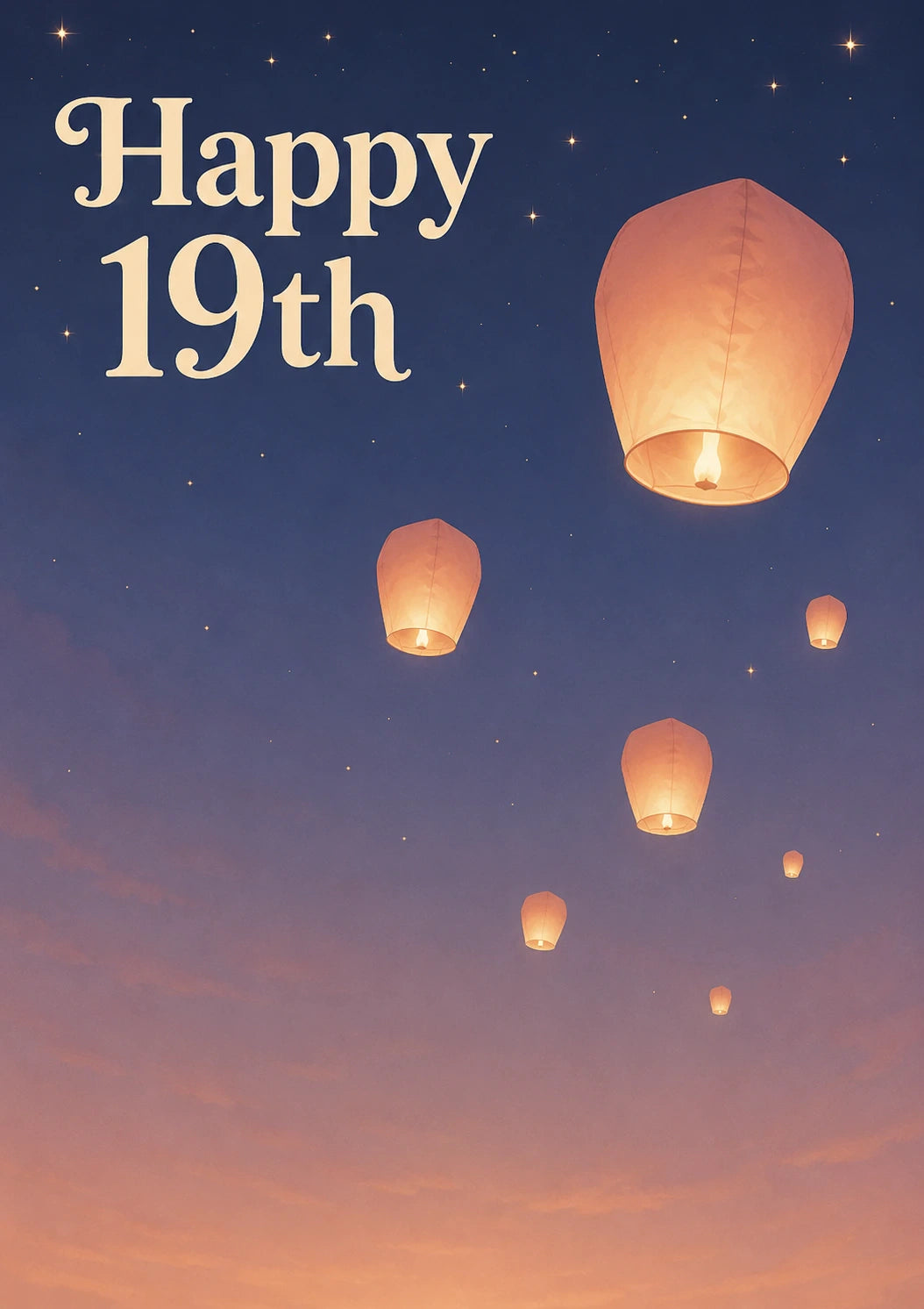 Sky Lanterns Night Happy 19th Birthday Card