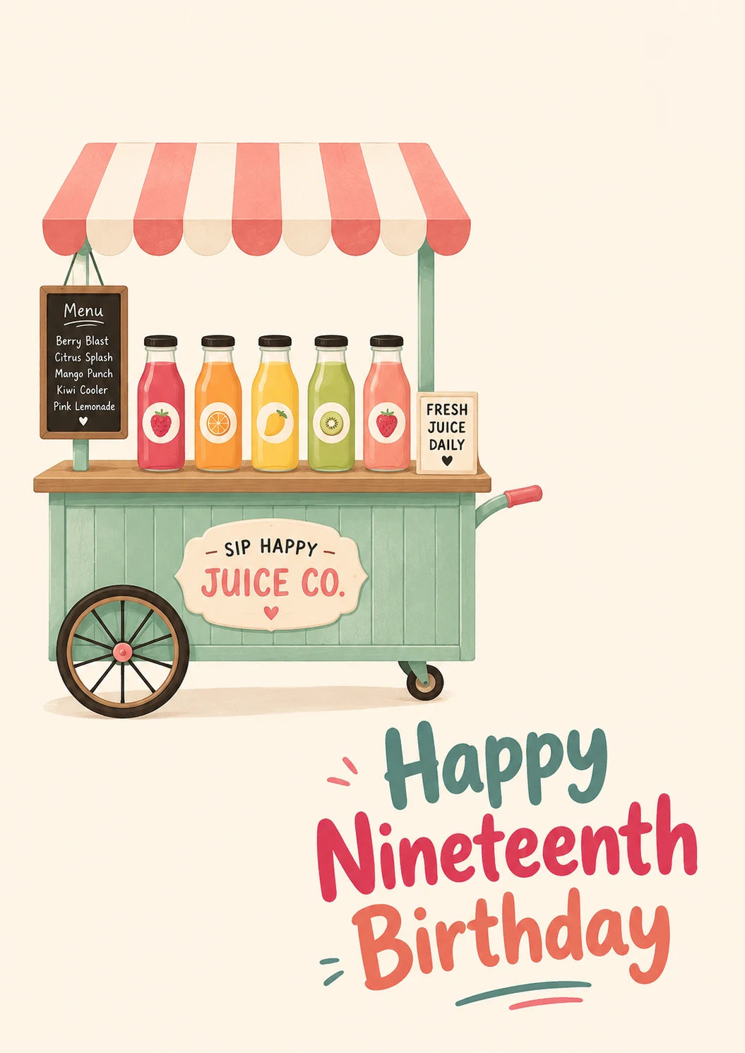 Juice Cart Fresh Flavours 19th Birthday Card