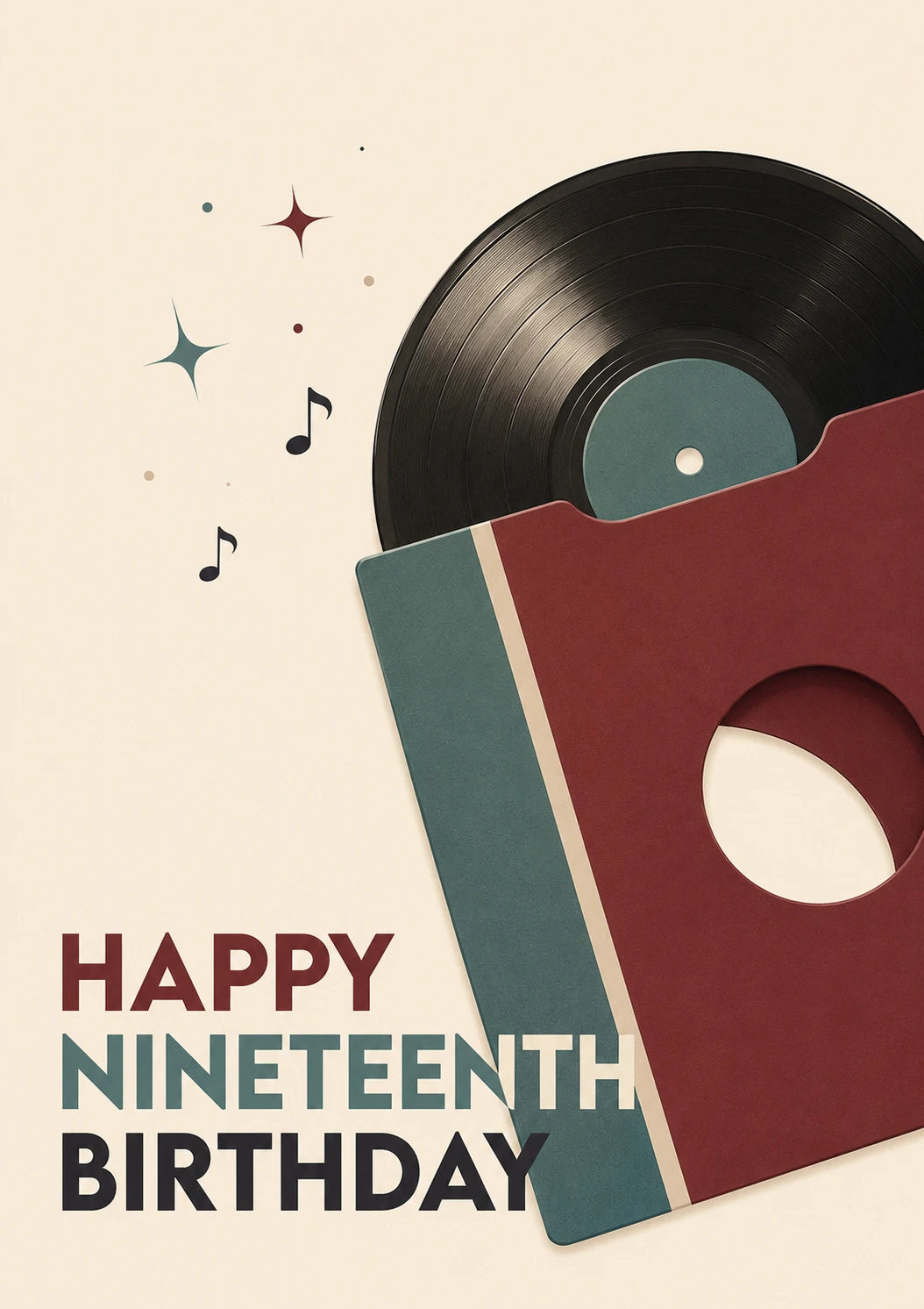 Retro Vinyl Record Happy 19th Birthday Card