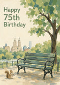Load image into Gallery viewer, Central Park Bench and Squirrel 75th Birthday Card
