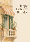 Load image into Gallery viewer, Italian Balcony Watercolour 80th Birthday Card
