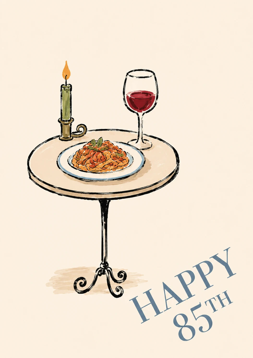 Italian Dining Table 85th Birthday Card