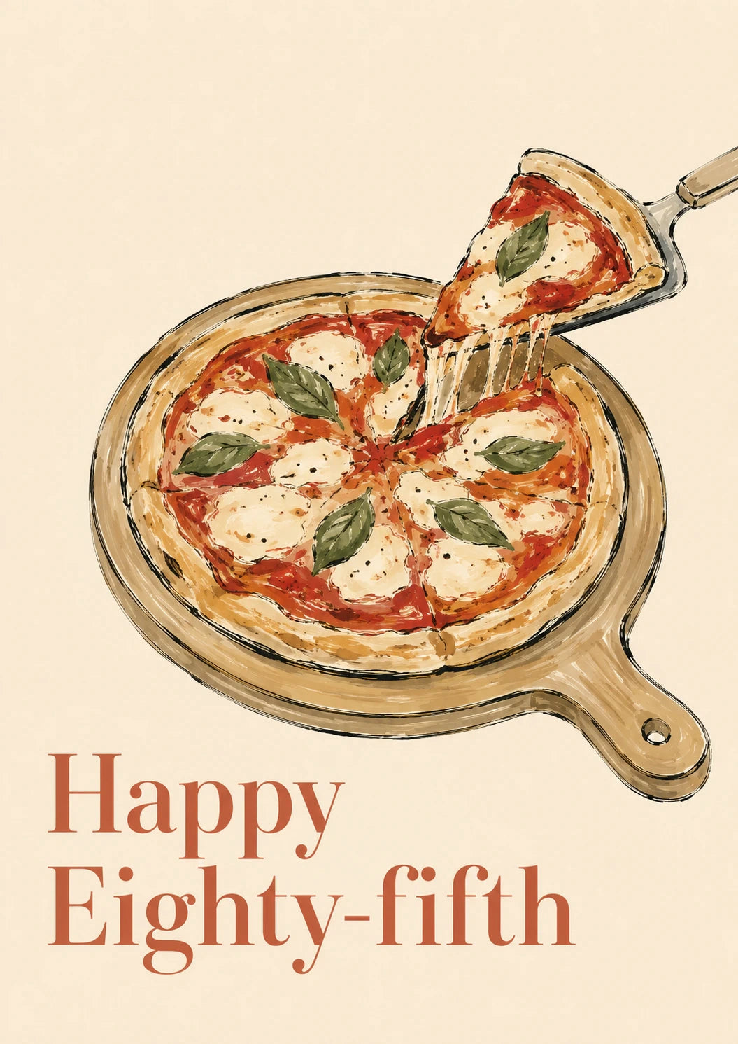 Margherita Pizza Slice 85th Birthday Card