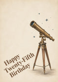 Load image into Gallery viewer, Brass Telescope Stars 25th Birthday Card
