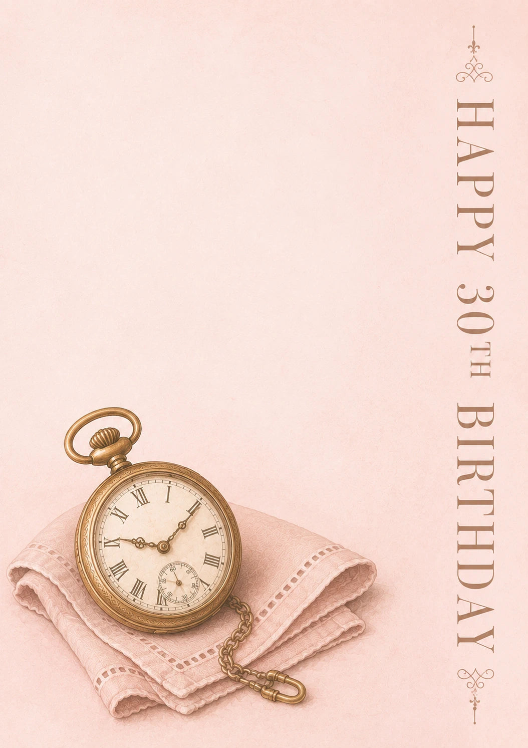 Vintage Pocket Watch 30th Birthday Card for Her