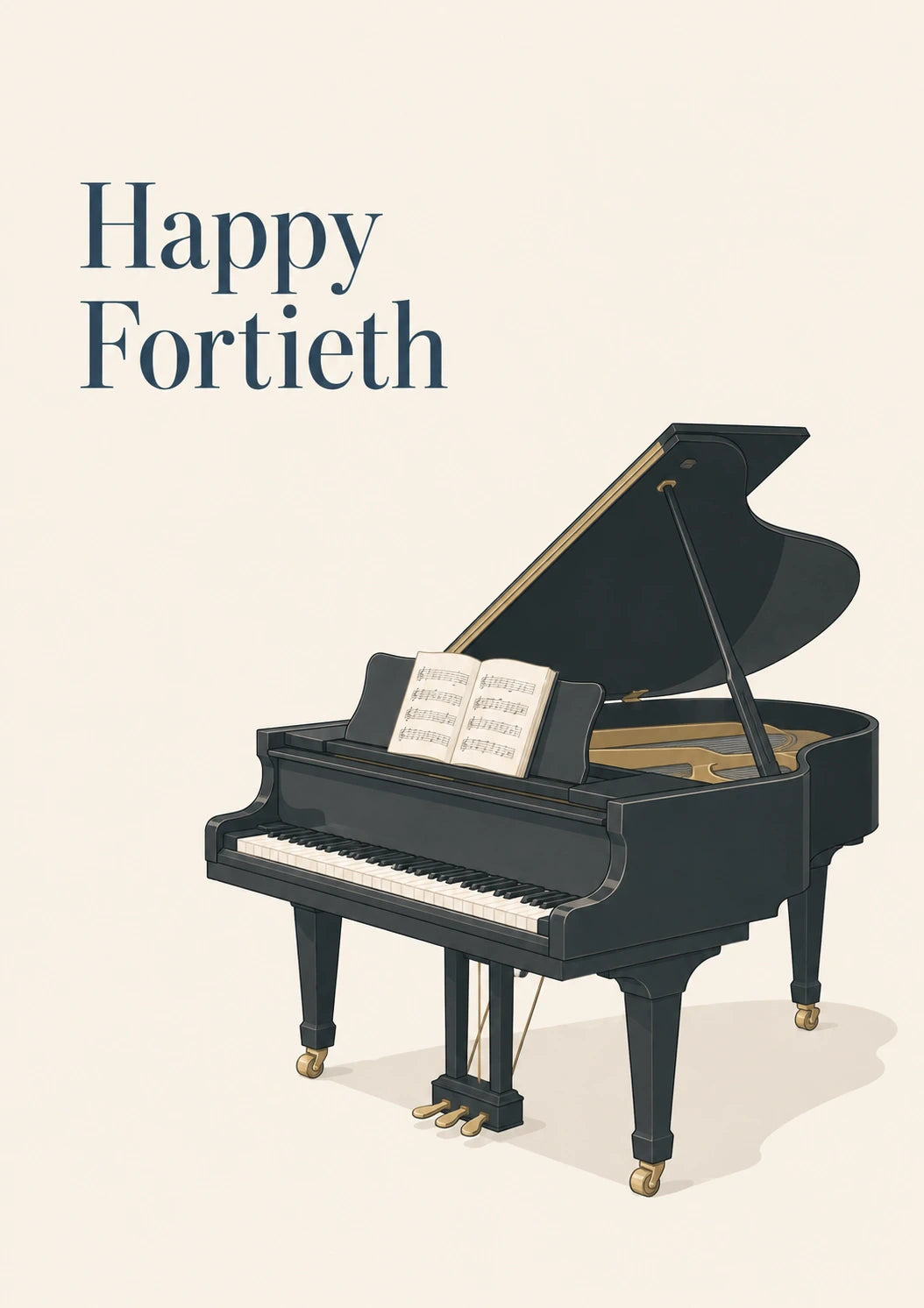 Grand Piano Music Sheet 40th Birthday Card