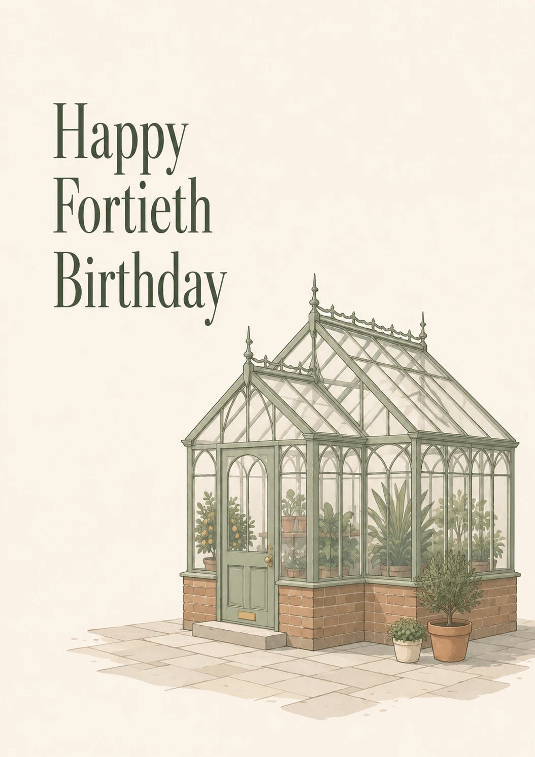 Victorian Greenhouse Botanical 40th Birthday Card