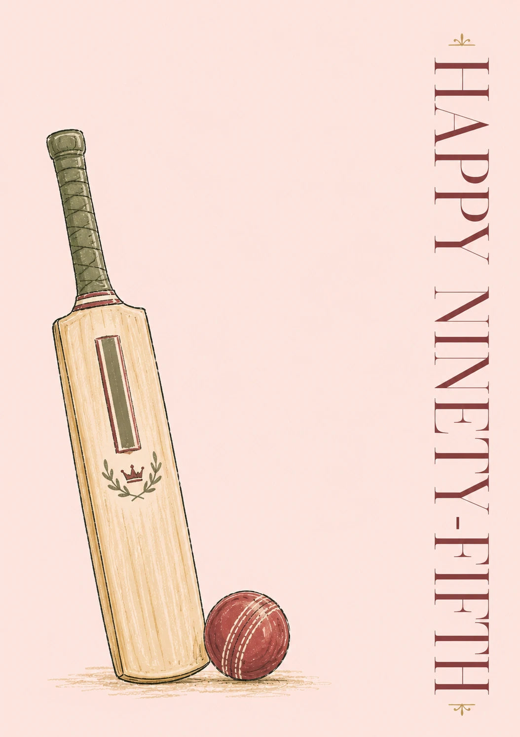 Cricket Bat and Ball Happy 95th Birthday Card for Him