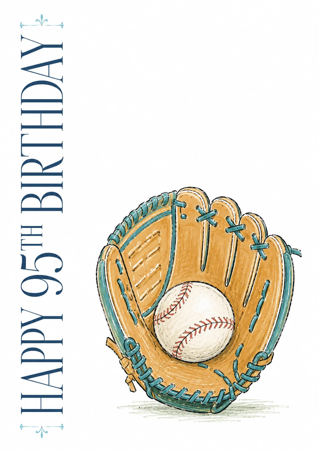 Baseball Glove and Ball 95th Birthday Card for Him
