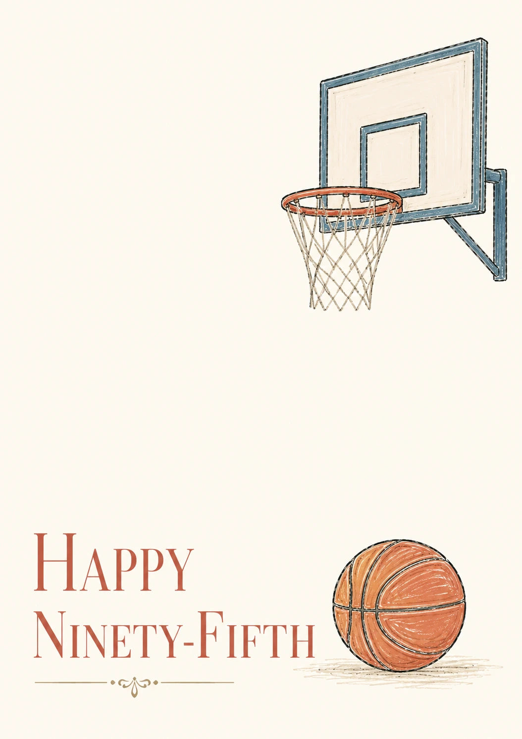 Basketball Hoop Sketch 95th Birthday Card for Him