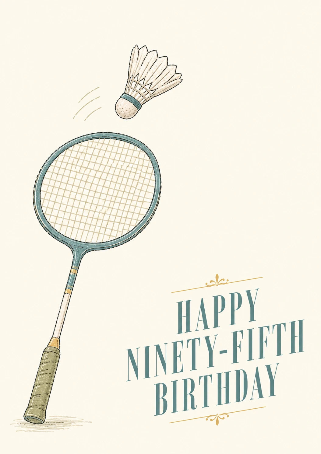 Badminton Racket and Shuttlecock 95th Birthday Card