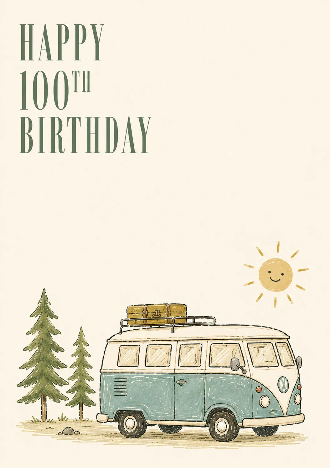 Retro VW Campervan 100th Birthday Card