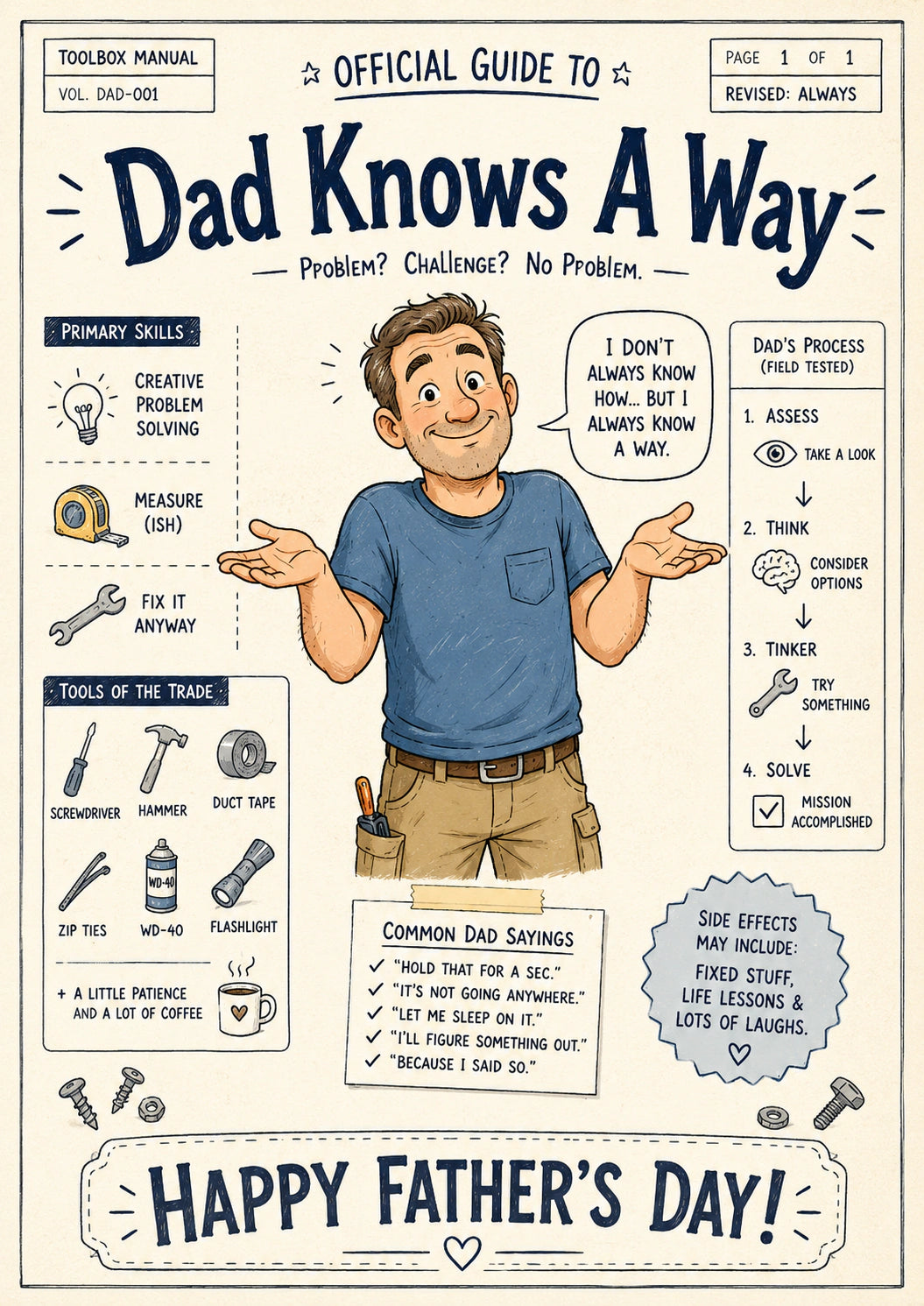 Fathers Day - Personalised Card — with punch holes