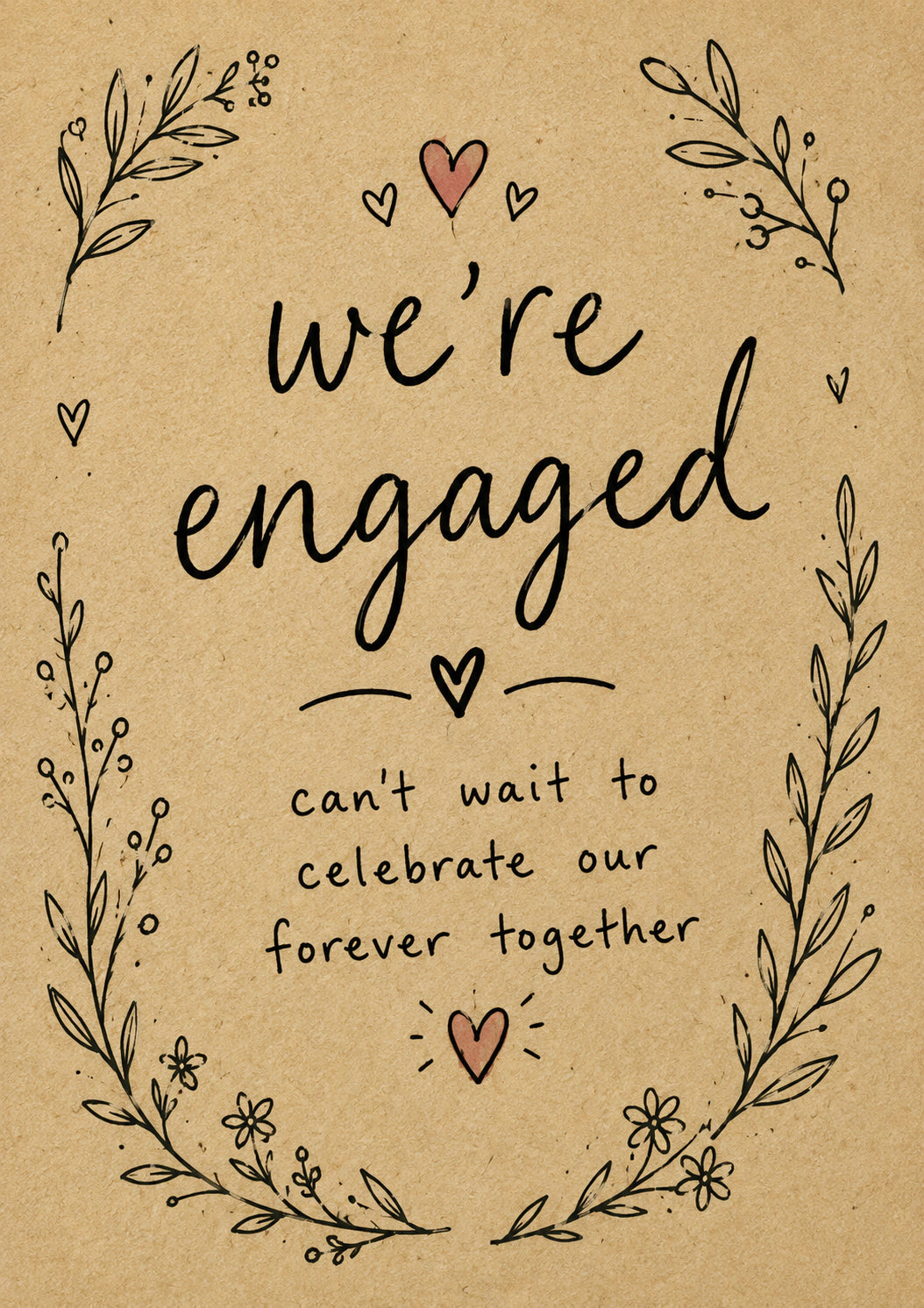 Engagement - Personalised Card — with punch holes