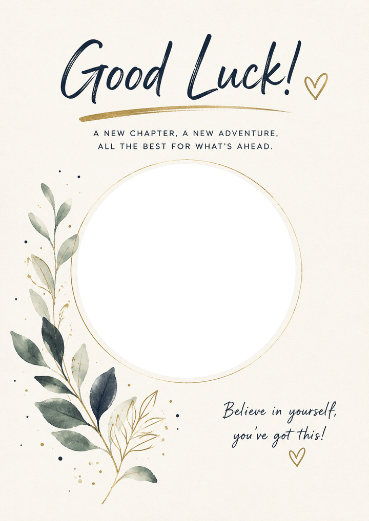 Good Luck - Personalised Card — with punch holes