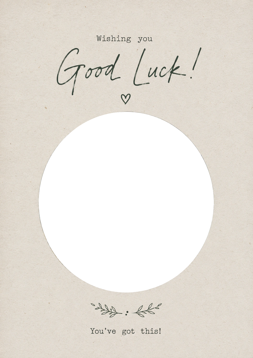 Good Luck - Personalised Card — with punch holes
