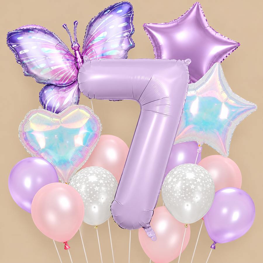 7th Birthday Butterfly Themed Balloon Pack