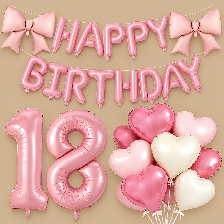 Pastel Pink 18th Birthday Foil Balloon Set