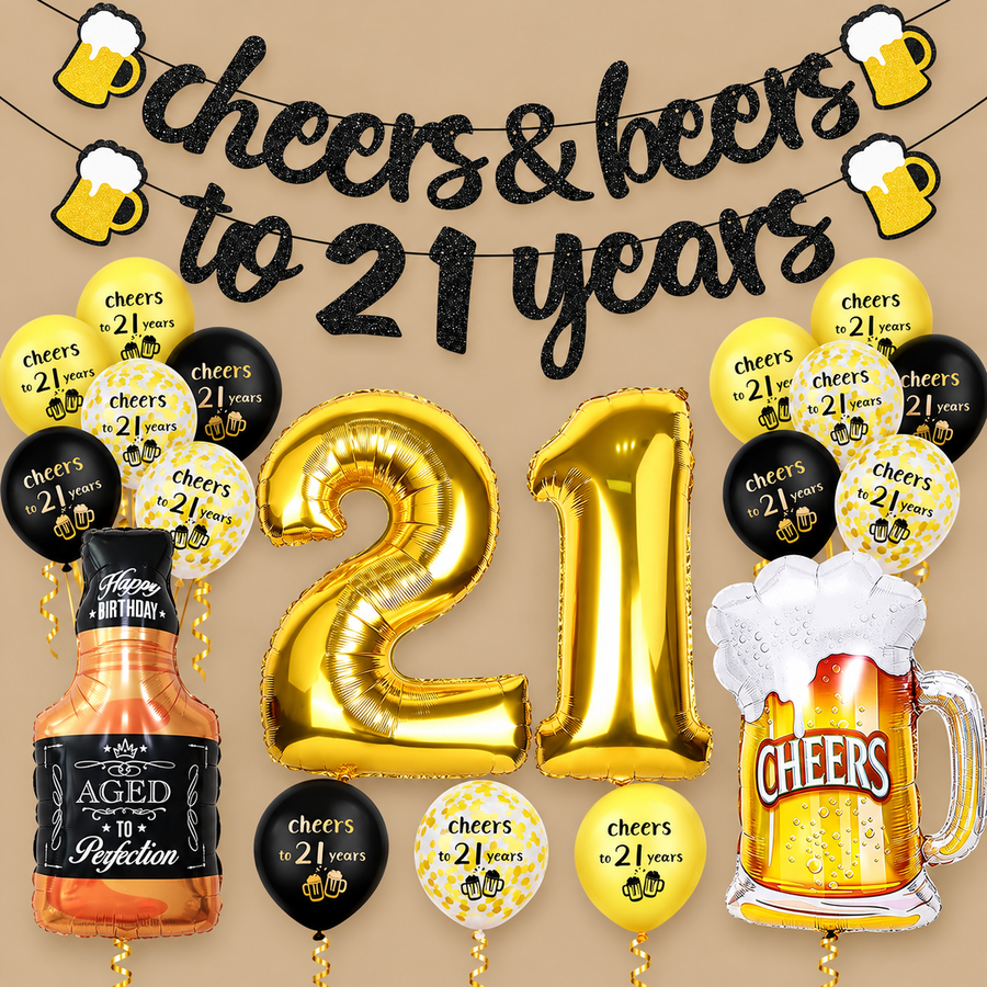 Cheers & Beers 21st Birthday Balloon Set