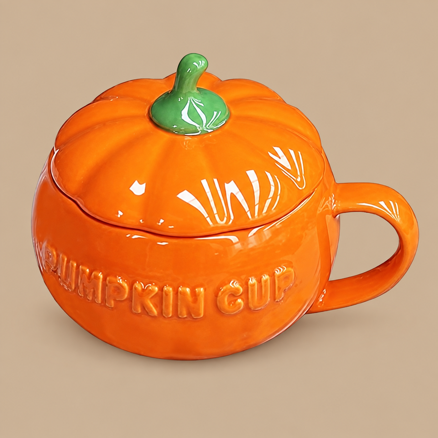 Ceramic Pumpkin Mug with Lid