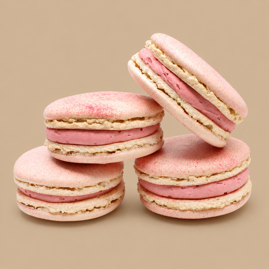 Macarons & More Large Strawberries & Cream Macarons 4s