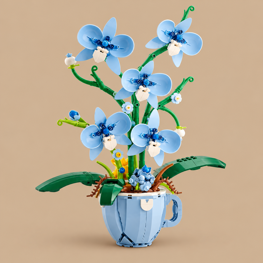 Blue Orchid in Vase Building Set