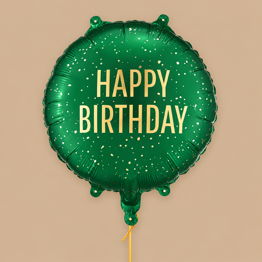 Green and Gold Happy Birthday Balloon In A Box