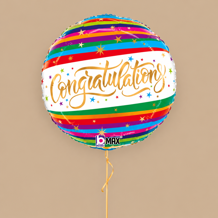 Colorful Congratulations Balloons In A Box