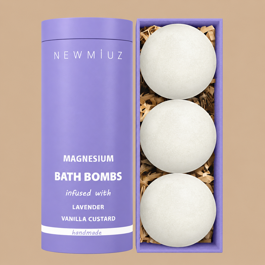 New Miuz Lavender Vanilla Magnesium Luxury Fizzing Bath Bombs