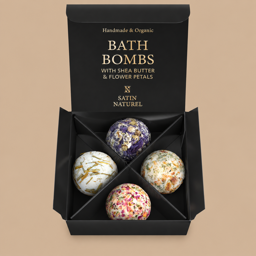 Satin Naturel 4 Luxury Organic Bath Bombs Gift Set