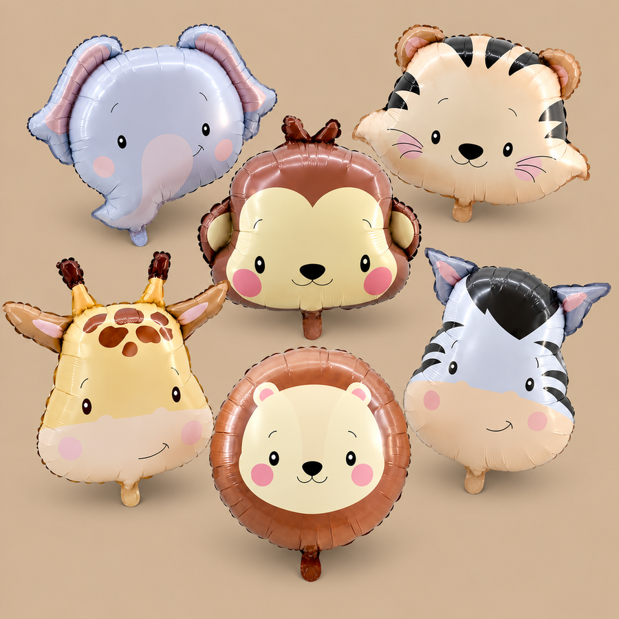 6 Pcs Safari Animal Foil Balloons