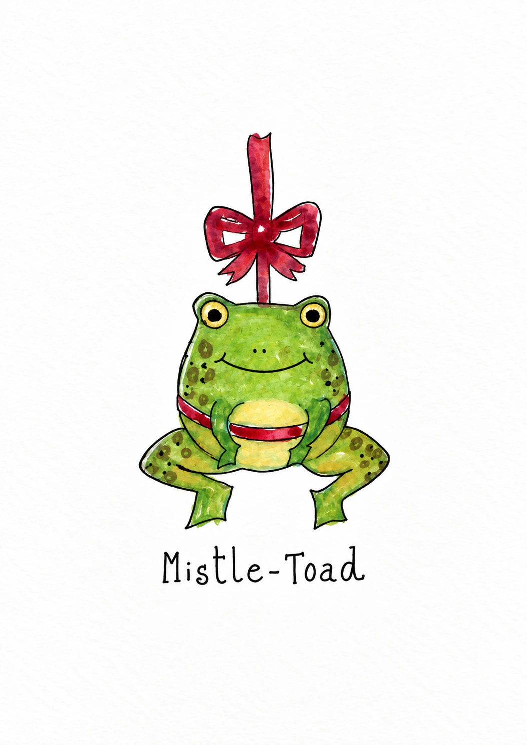 Funny Mistle-Toad Frog Pun Christmas Card