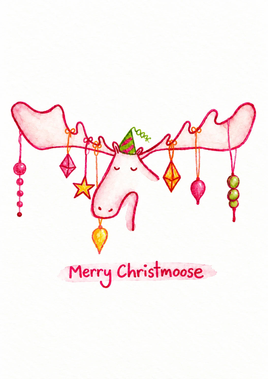 Funny Merry Christmoose Moose Antlers Christmas Card