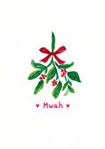 Load image into Gallery viewer, Mistletoe Mwah Watercolour Christmas Card for Her
