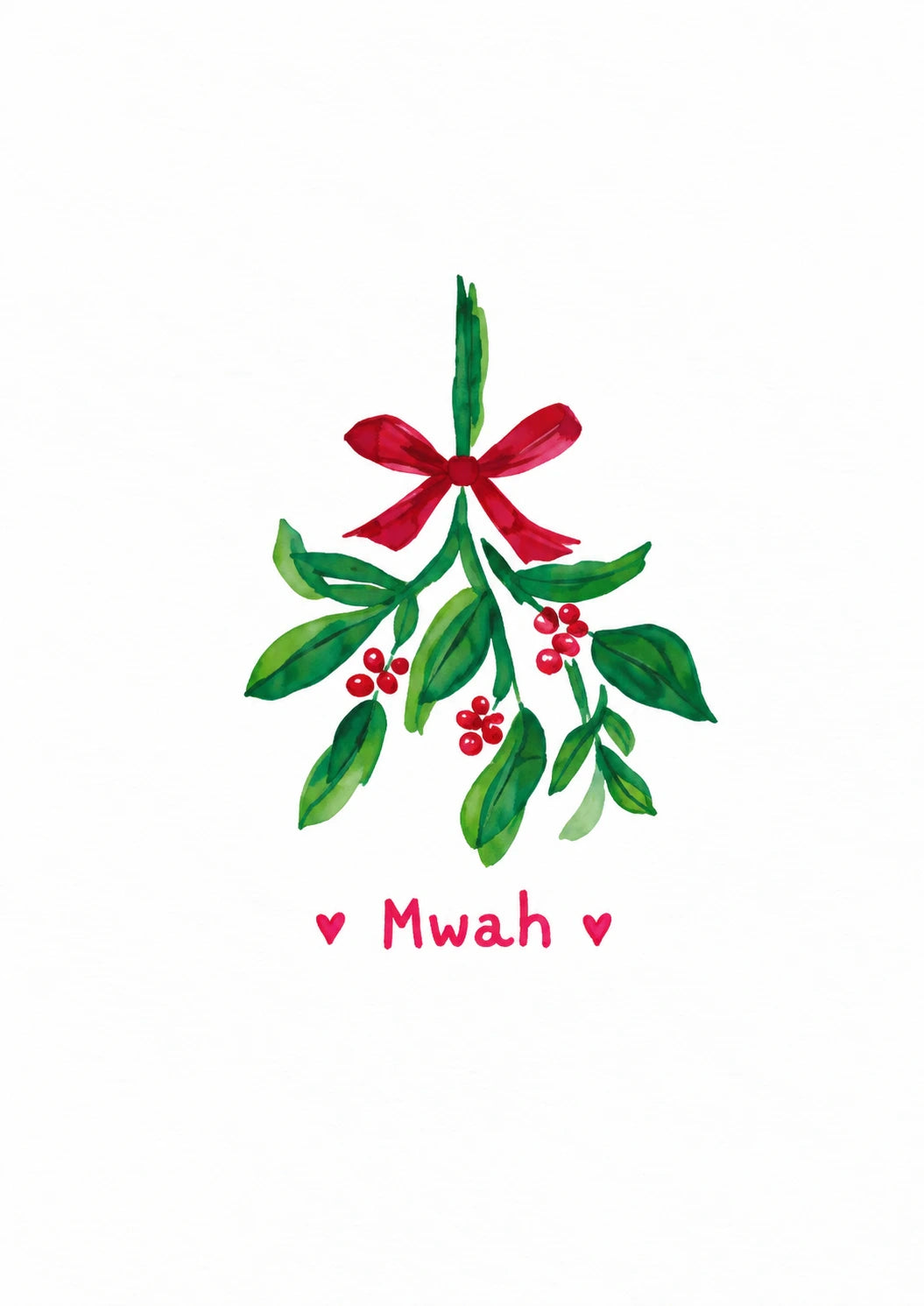 Mistletoe Mwah Watercolour Christmas Card for Her