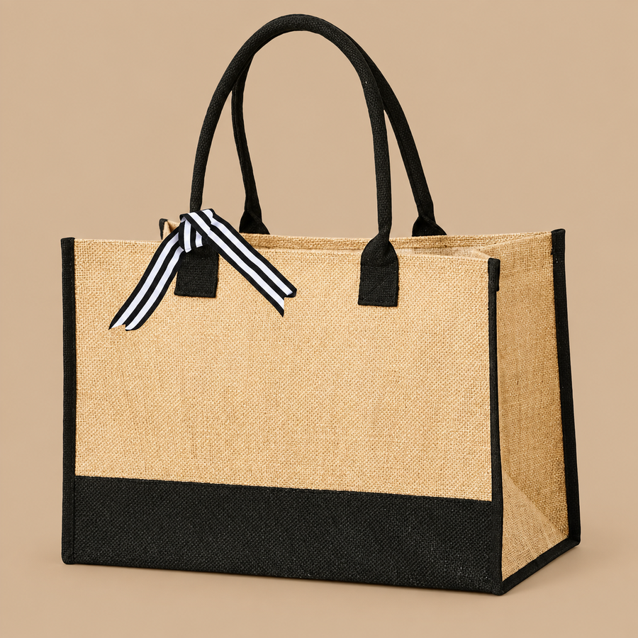 Jute Canvas Tote Bag