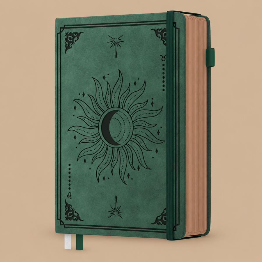 A5 Hardcover Sun Leather Journal - Dark Green