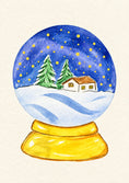 Load image into Gallery viewer, Watercolour Snow Globe Scene Christmas Card
