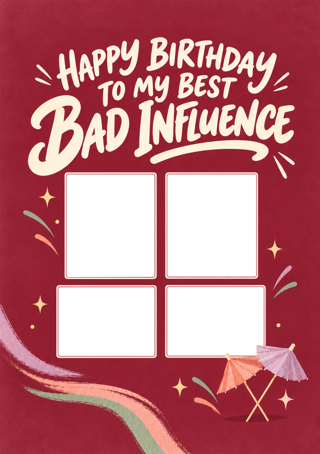 Funny Best Bad Influence Photo Upload Birthday Card for Wife