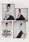 Load image into Gallery viewer, ELEGANT BLACK AND WHITE FLORAL BIRTHDAY PHOTO COLLAGE CARD
