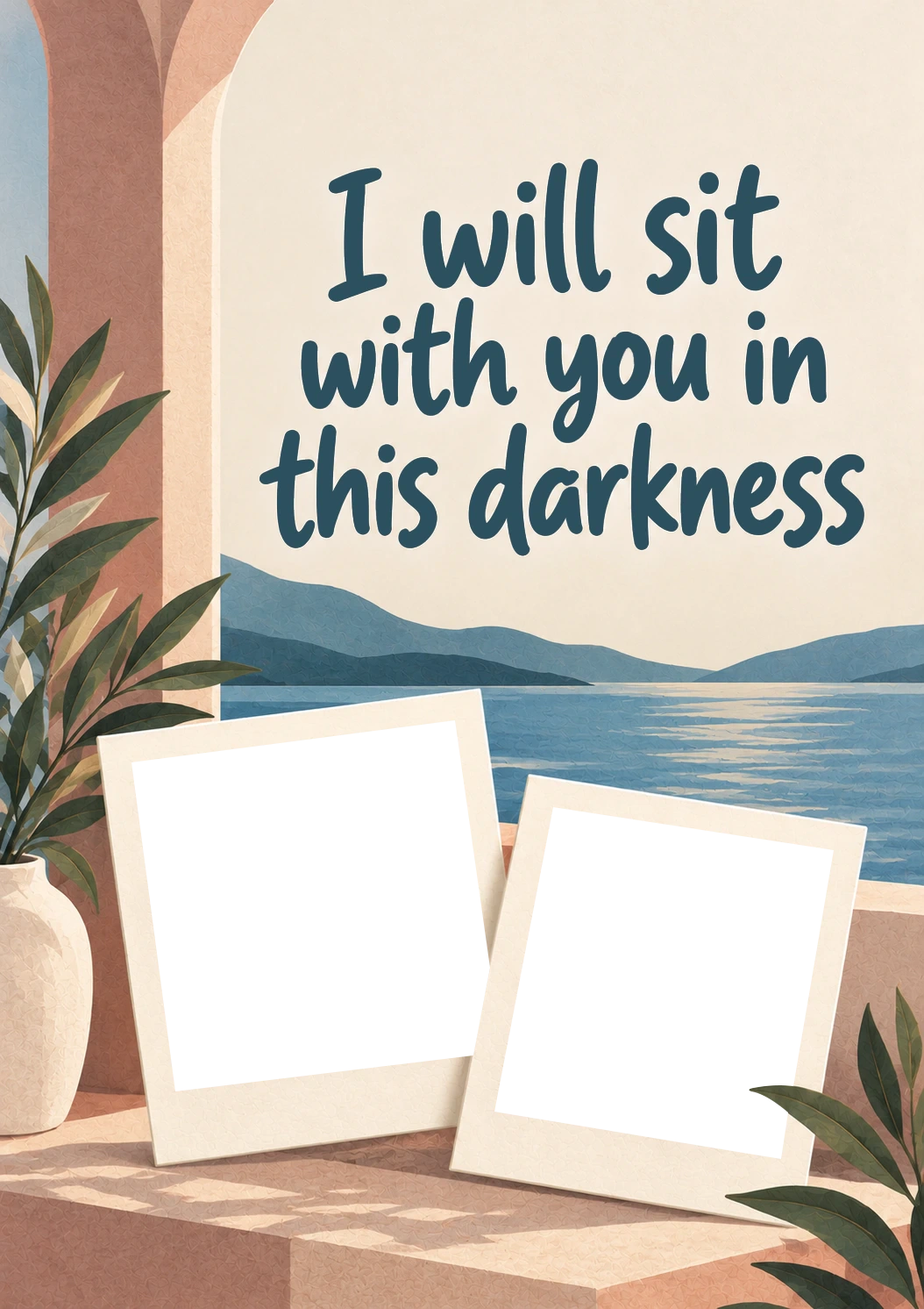Sit With You in Darkness Dual Photo Upload Sympathy Card for Wife