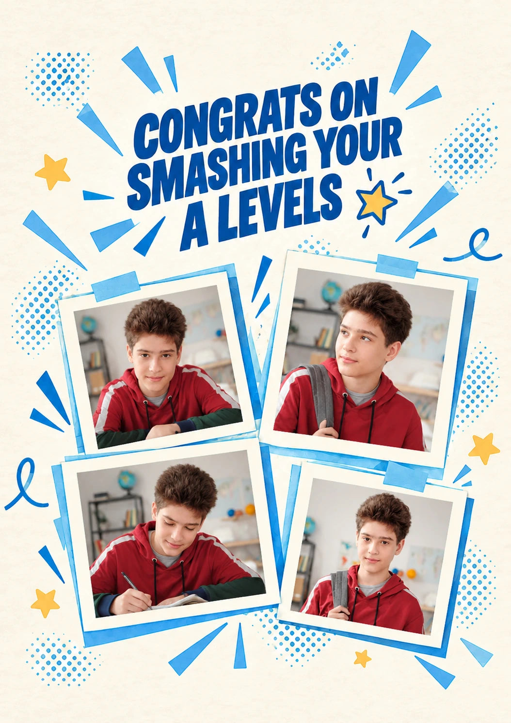 Smashing A Levels Multiple Photo Upload Congratulations Card for Grandson